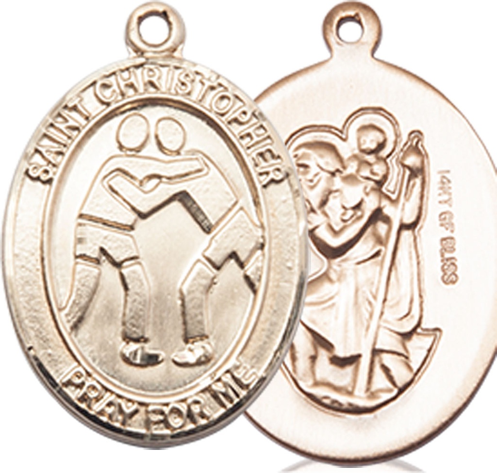 14kt Gold Filled Saint Christopher Wrestling Medal