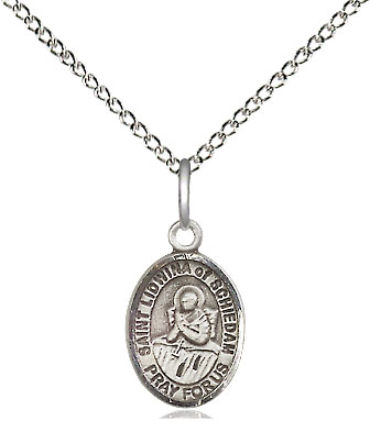 Sterling Silver Saint Lidwina of Schiedam Pendant on a 18 inch Sterling Silver Light Curb chain