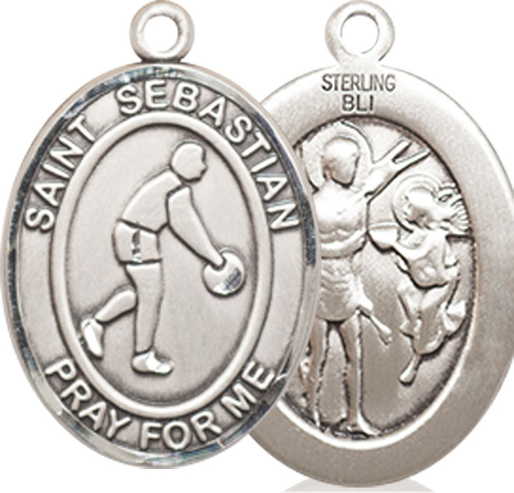 Sterling Silver Saint Sebastian Basketball Medal