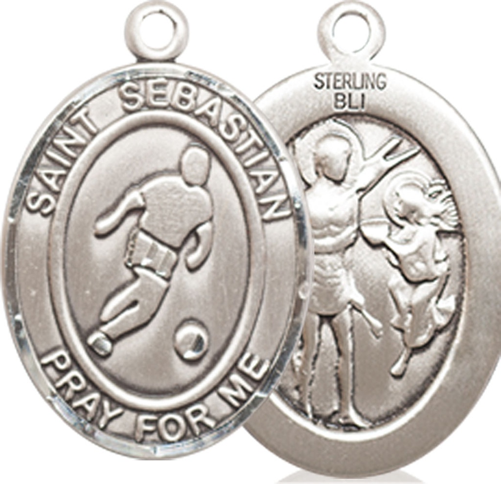Sterling Silver Saint Sebastian Soccer Medal