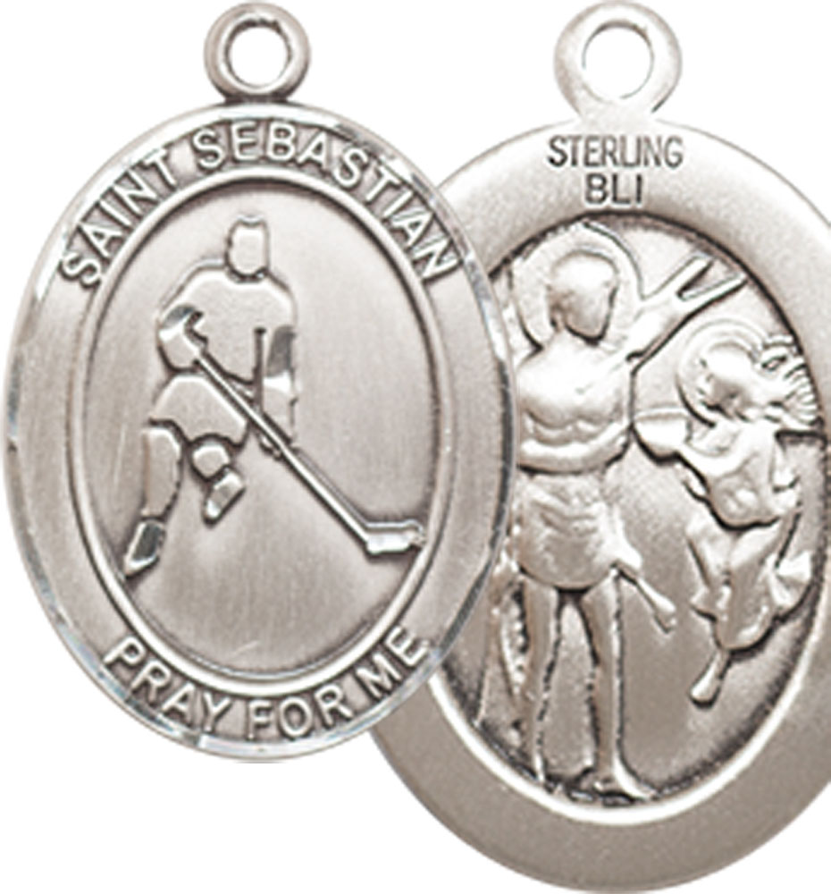 Sterling Silver Saint Sebastian Ice Hockey Medal