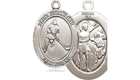 Sterling Silver Saint Sebastian Ice Hockey Medal