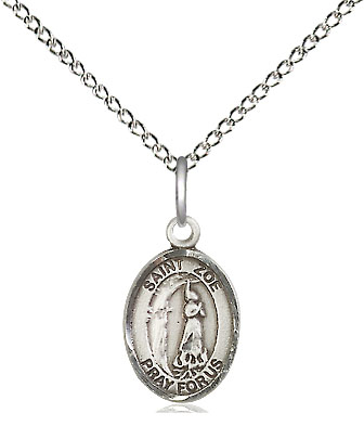 Sterling Silver Saint Zoe of Rome Pendant on a 18 inch Sterling Silver Light Curb chain