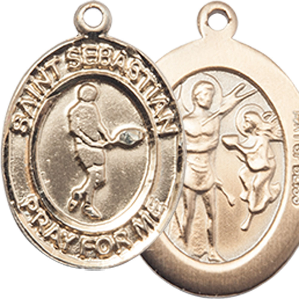 14kt Gold Filled Saint Sebastian Tennis Medal