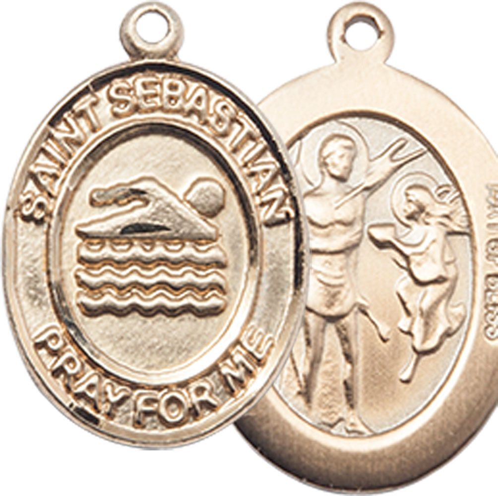 14kt Gold Filled Saint Sebastian Swimming Medal