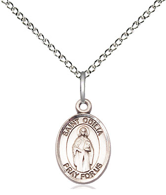 Sterling Silver Saint Odilia Pendant on a 18 inch Sterling Silver Light Curb chain