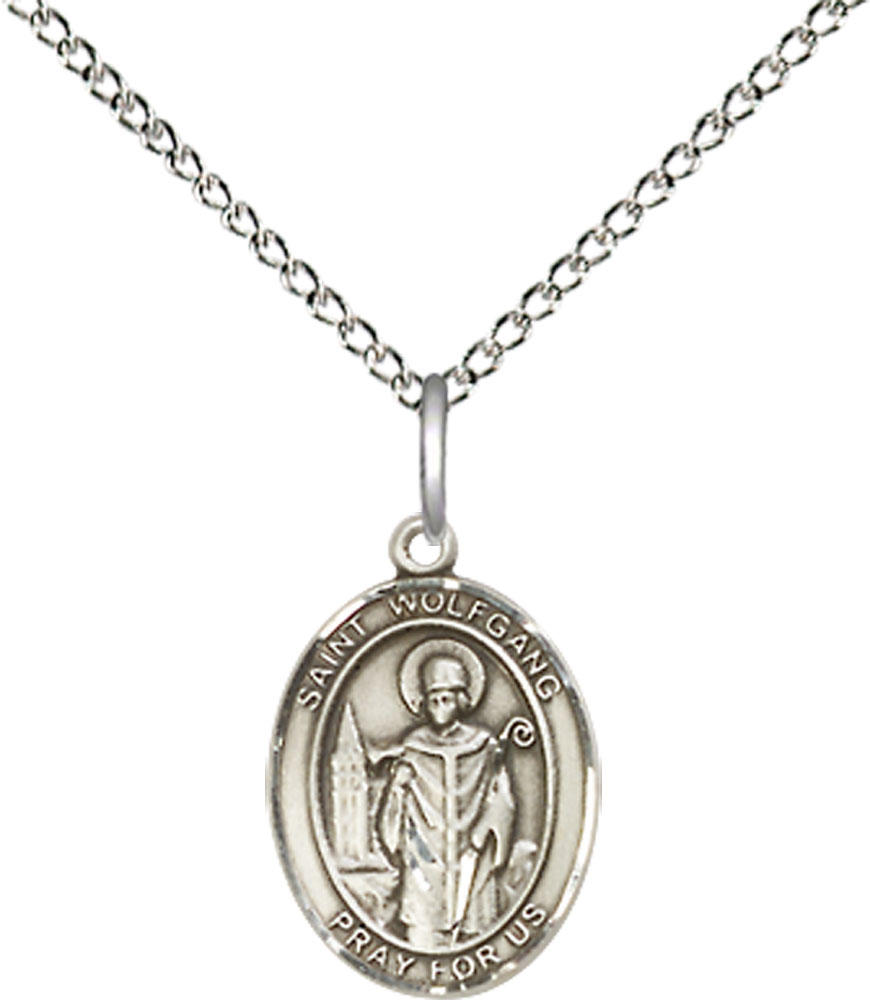 Sterling Silver Saint Wolfgang Pendant on a 18 inch Sterling Silver Light Curb chain