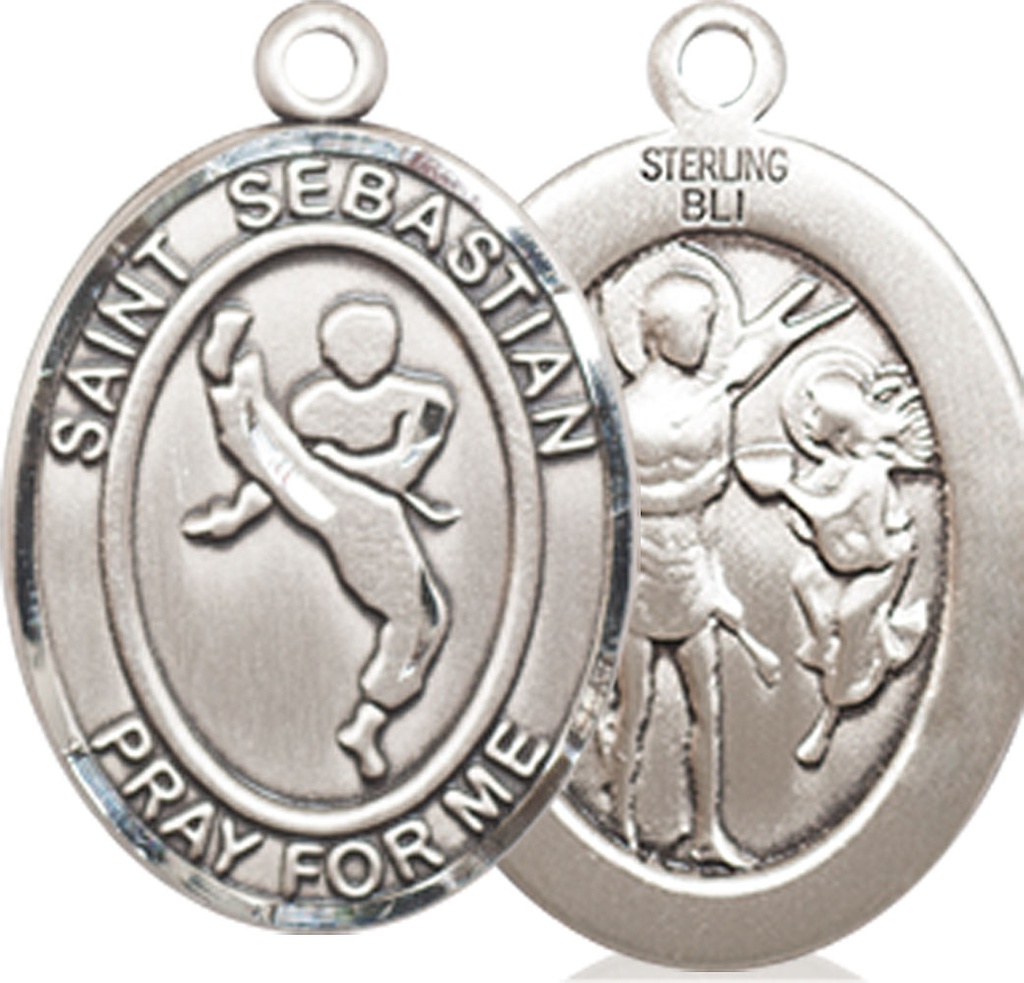 Sterling Silver Saint Sebastian Martial Arts Medal