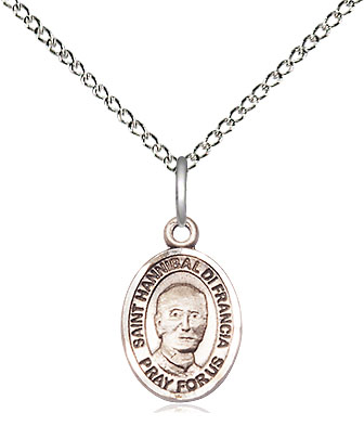 Sterling Silver Saint Hannibal Pendant on a 18 inch Sterling Silver Light Curb chain