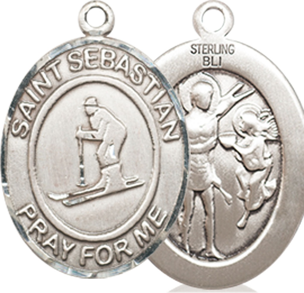Sterling Silver Saint Sebastian Skiing Medal