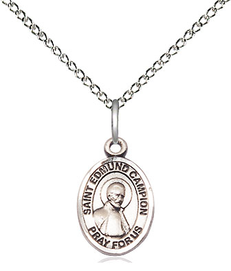 Sterling Silver Saint Edmund Campion Pendant on a 18 inch Sterling Silver Light Curb chain