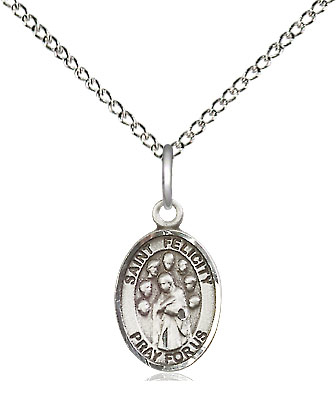 Sterling Silver Saint Felicity Pendant on a 18 inch Sterling Silver Light Curb chain
