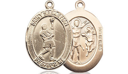 14kt Gold Filled Saint Sebastian Lacrosse Medal