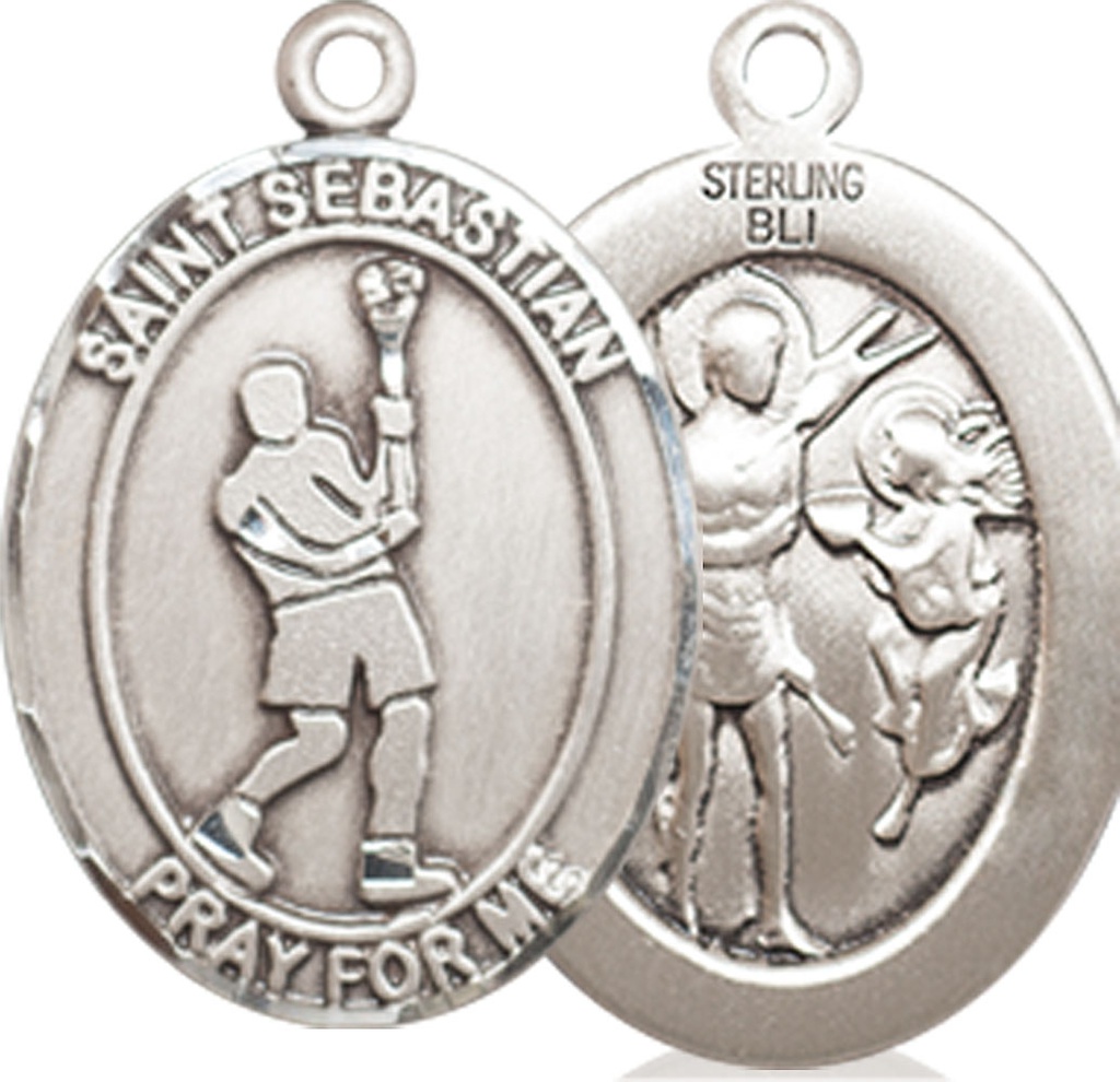 Sterling Silver Saint Sebastian Lacrosse Medal