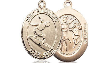 14kt Gold Filled Saint Sebastian Surfing Medal