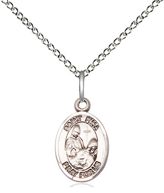 Sterling Silver Saint Fina Pendant on a 18 inch Sterling Silver Light Curb chain