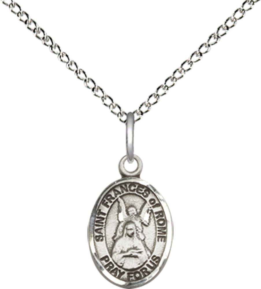 Sterling Silver Saint Frances of Rome Pendant on a 18 inch Sterling Silver Light Curb chain