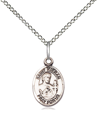 Sterling Silver Saint Kieran Pendant on a 18 inch Sterling Silver Light Curb chain
