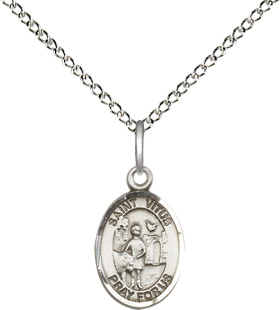 Sterling Silver Saint Vitus Pendant on a 18 inch Sterling Silver Light Curb chain