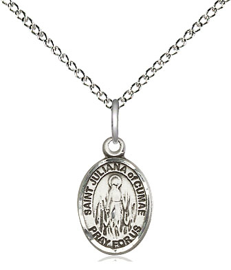 Sterling Silver Saint Juliana Pendant on a 18 inch Sterling Silver Light Curb chain