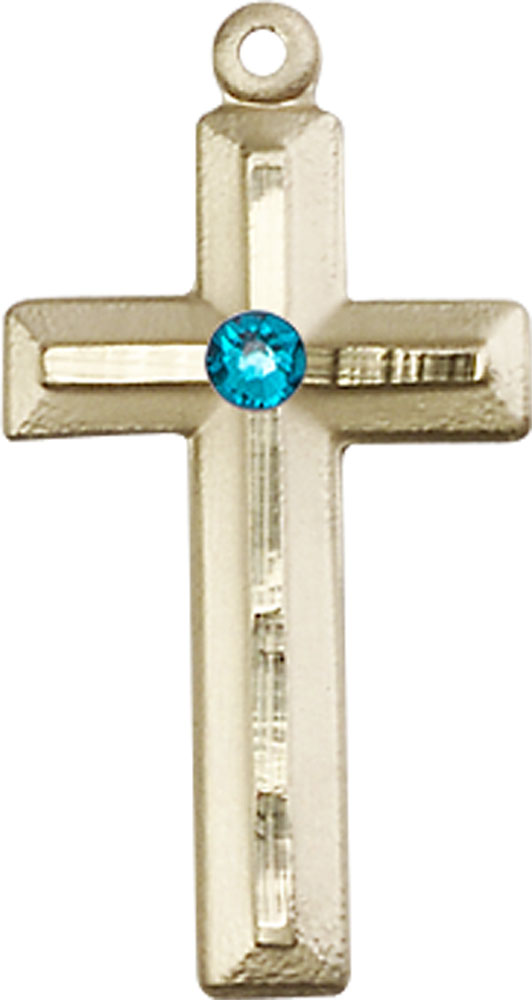 14kt Gold Filled Cross Medal with a 3mm Zircon Swarovski stone