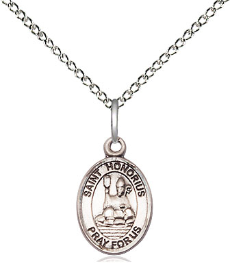 Sterling Silver Saint Honorius Pendant on a 18 inch Sterling Silver Light Curb chain