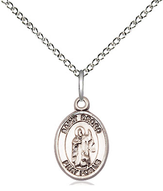 Sterling Silver Saint Drogo Pendant on a 18 inch Sterling Silver Light Curb chain