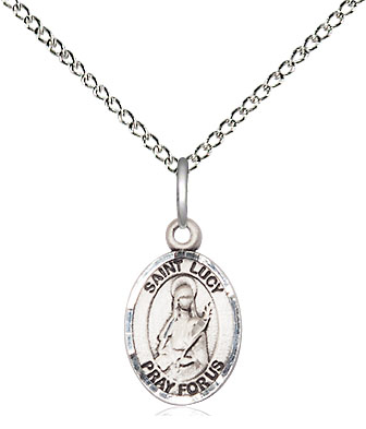 Sterling Silver Saint Lucy Pendant on a 18 inch Sterling Silver Light Curb chain