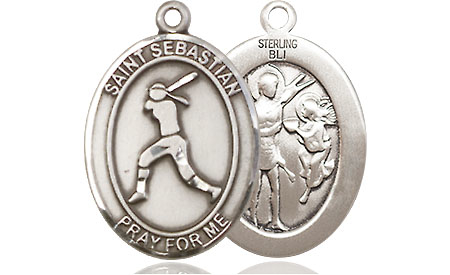 Sterling Silver Saint Sebastian  Softball Medal