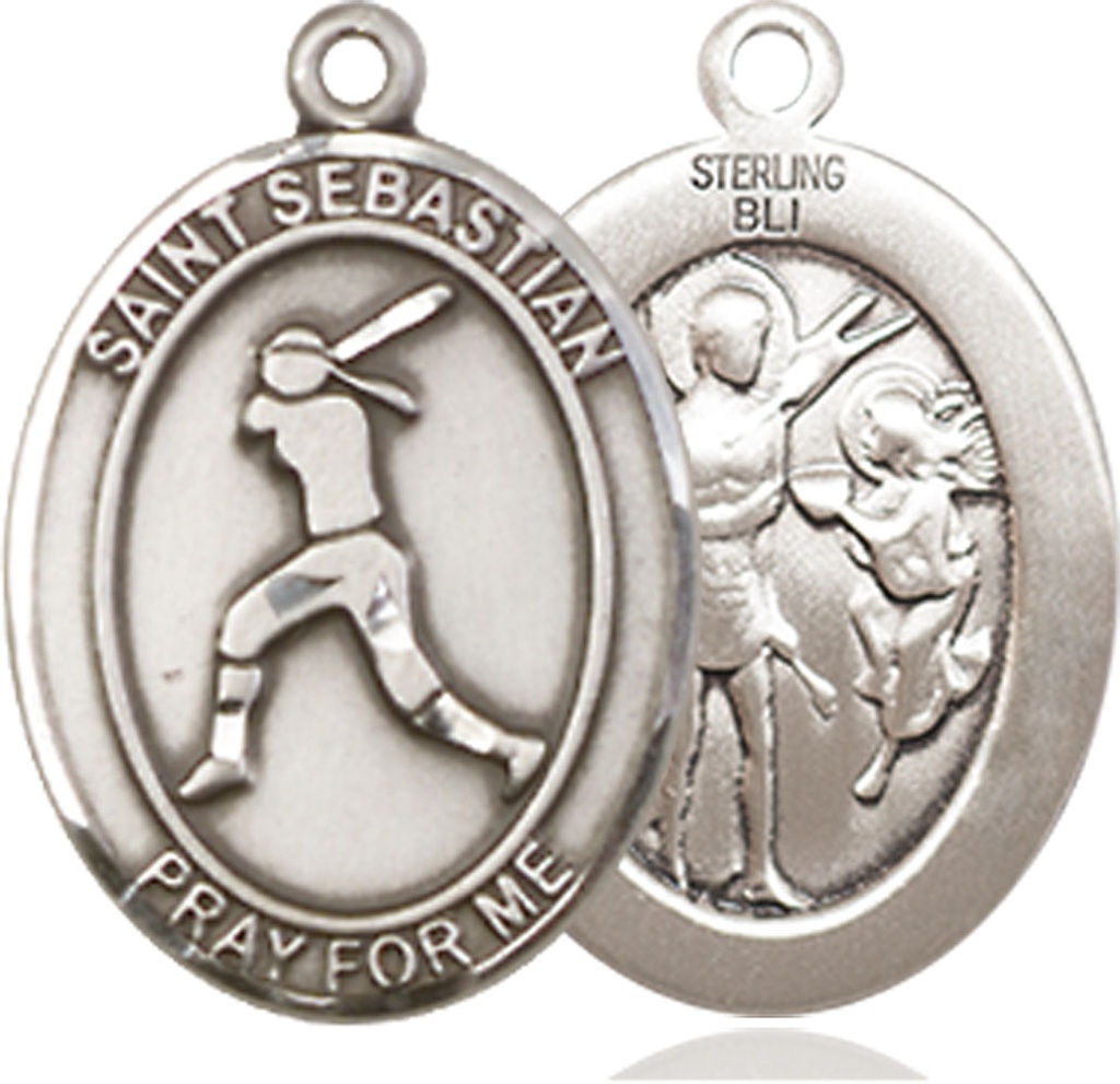 Sterling Silver Saint Sebastian  Softball Medal