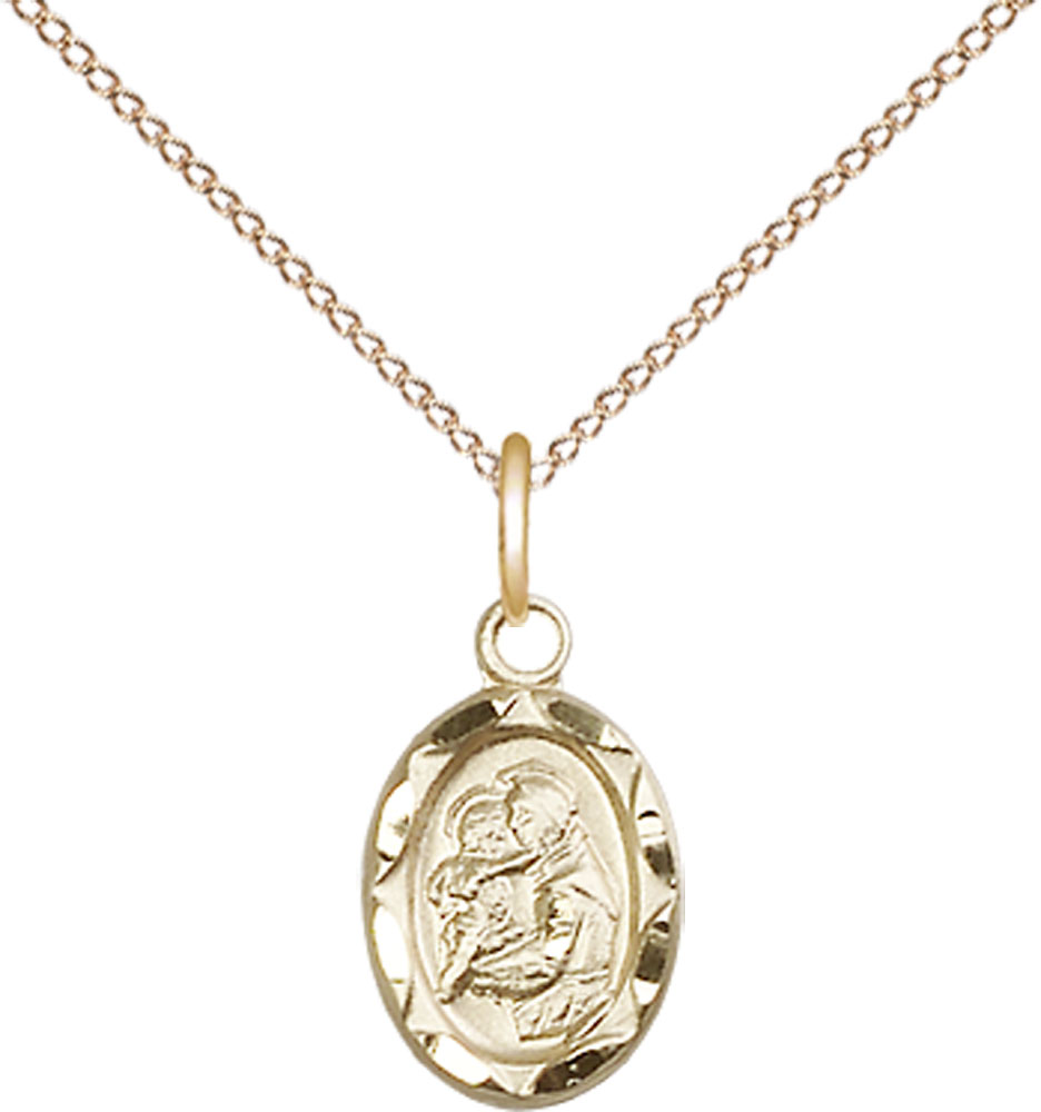 14kt Gold Filled Saint Anthony Pendant on a 18 inch Gold Filled Light Curb chain