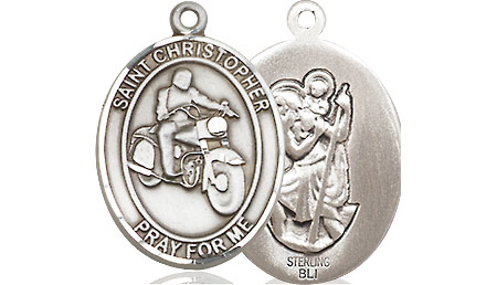 Sterling Silver Saint Christopher Motorcycle Medal