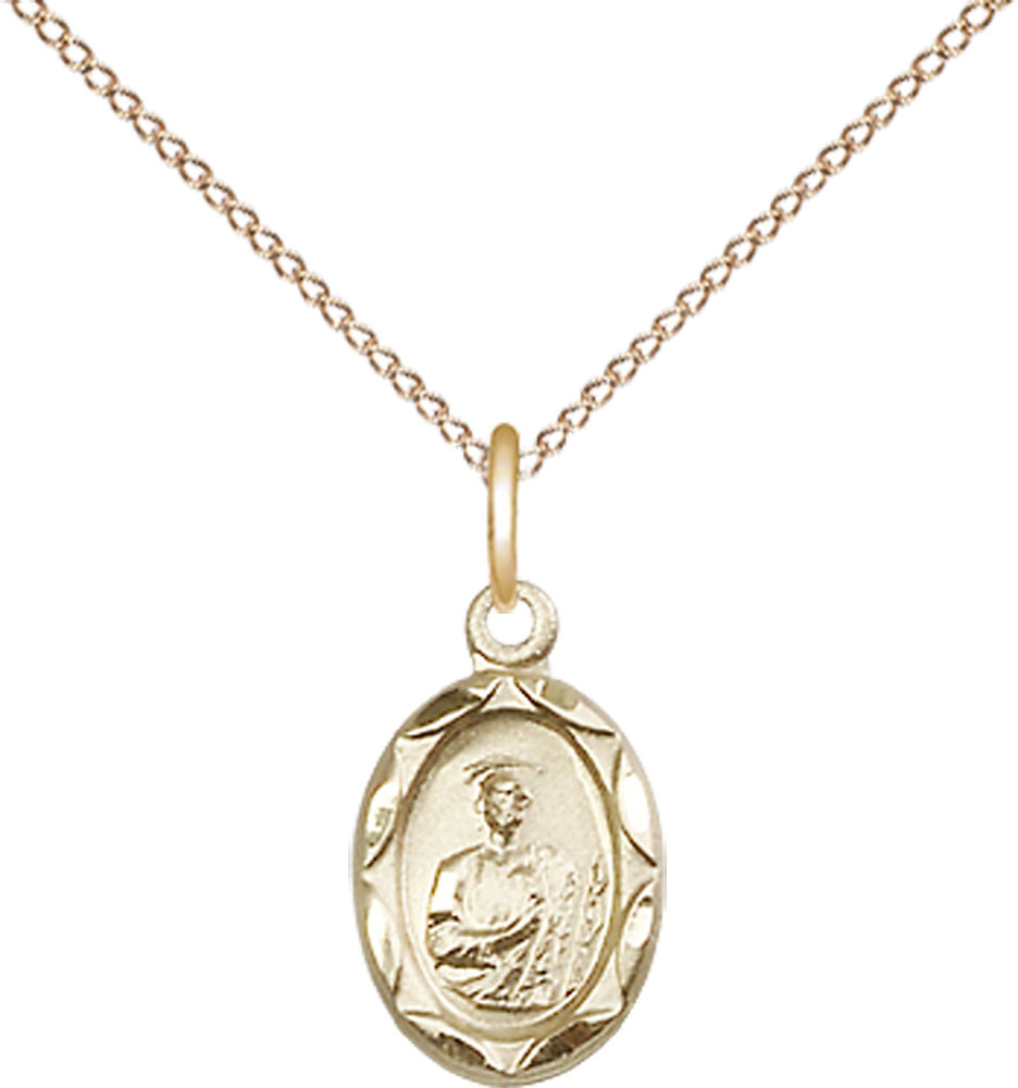 14kt Gold Filled Saint Jude Pendant on a 18 inch Gold Filled Light Curb chain