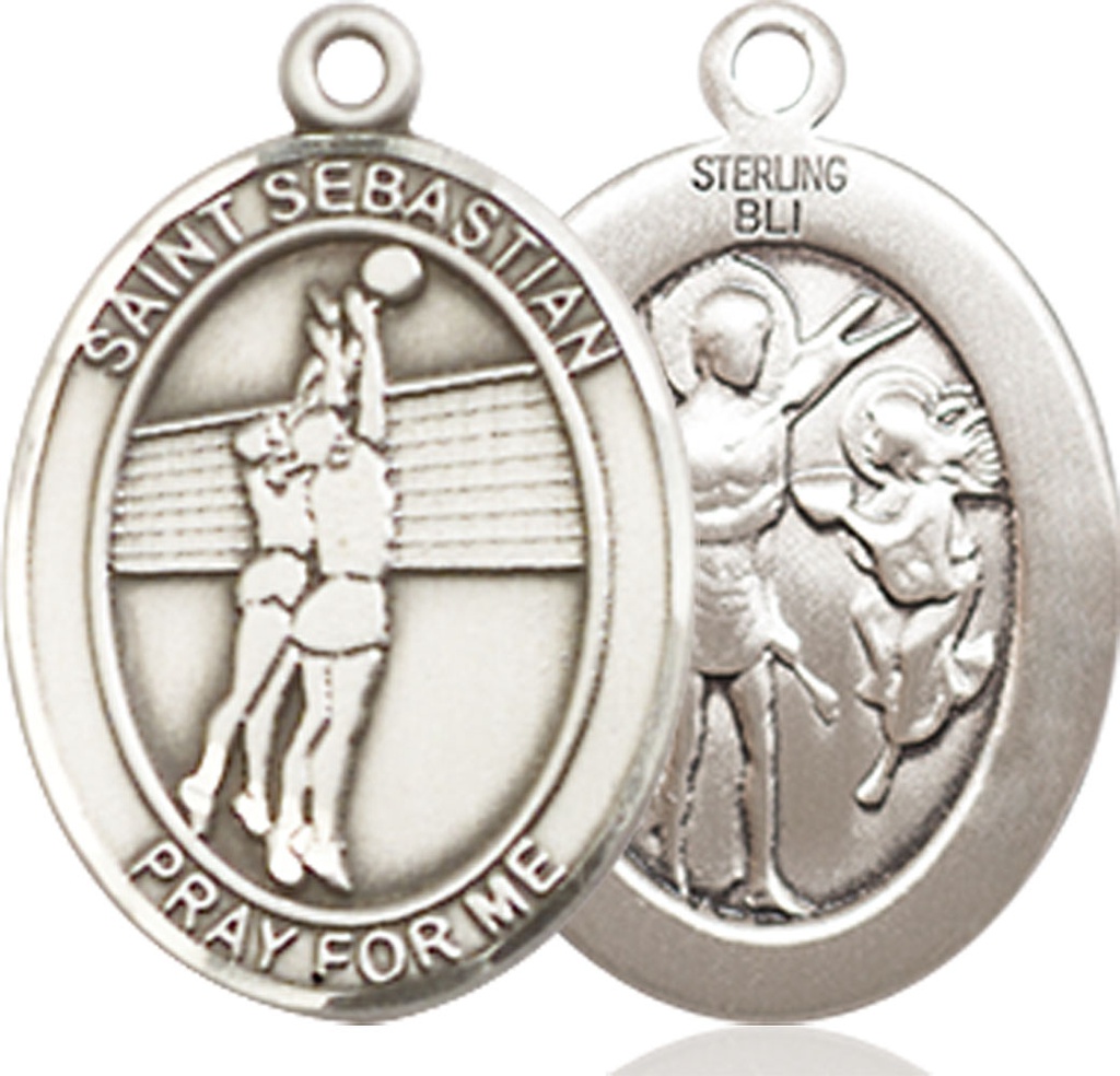 Sterling Silver Saint Sebastian Volleyball Medal