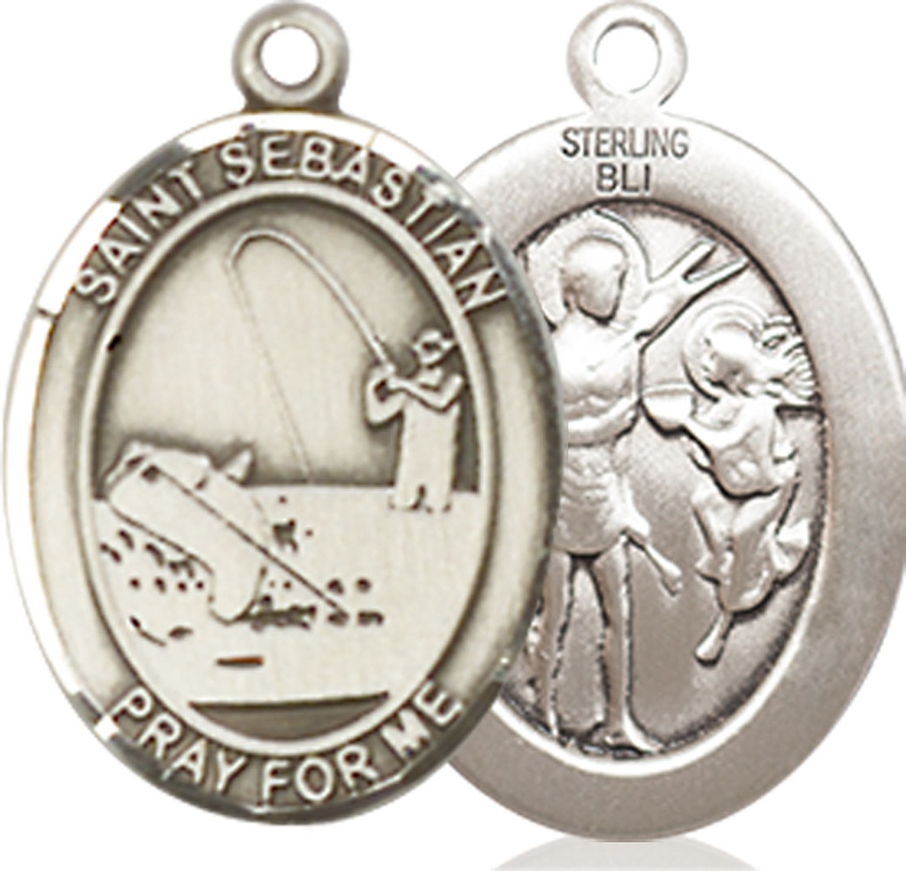 Sterling Silver Saint Sebastian Fishing Medal