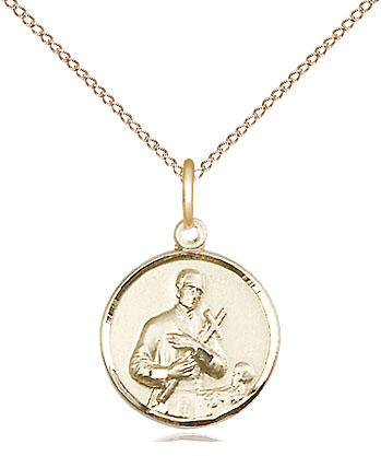 14kt Gold Filled Saint Gerard Pendant on a 18 inch Gold Filled Light Curb chain
