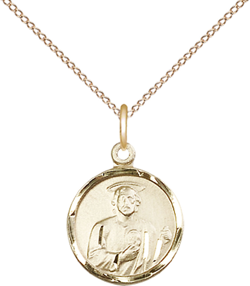 14kt Gold Filled Saint Jude Pendant on a 18 inch Gold Filled Light Curb chain