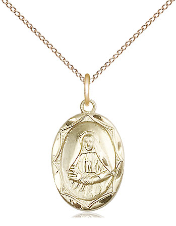 14kt Gold Filled Saint Frances Cabrini Pendant on a 18 inch Gold Filled Light Curb chain