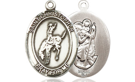Sterling Silver Saint Christopher Rodeo Medal