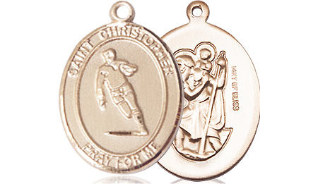 14kt Gold Filled Saint Christopher Rugby Medal