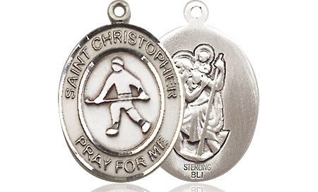 Sterling Silver Saint Christopher Field Hockey Medal