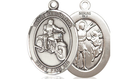 Sterling Silver Saint Sebastian Motorcycle Medal