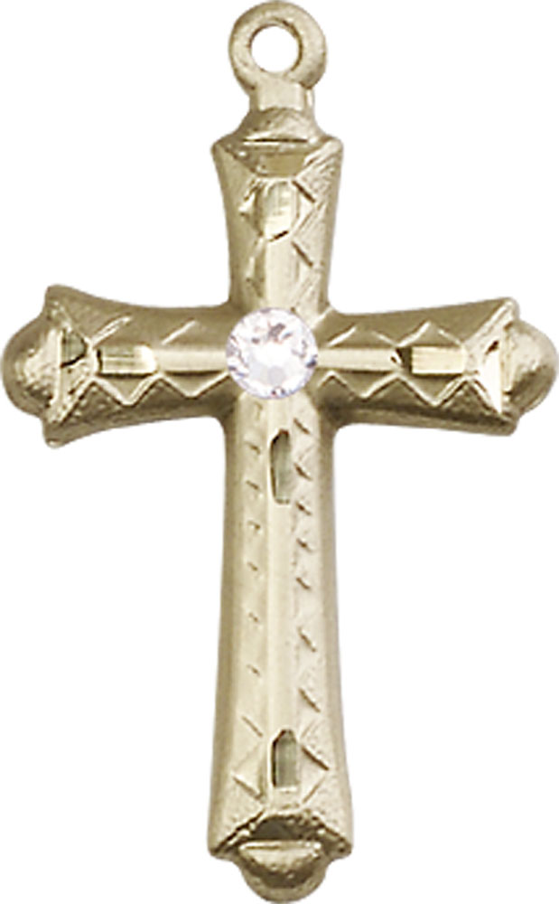14kt Gold Filled Cross Medal with a 3mm Crystal Swarovski stone
