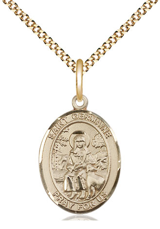 14kt Gold Filled Saint Germaine Cousin Pendant on a 18 inch Gold Plate Light Curb chain