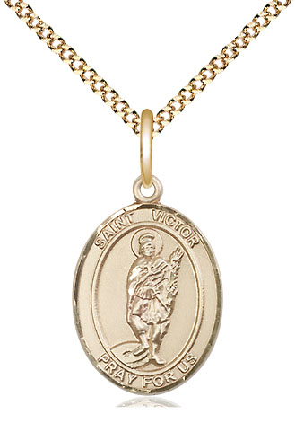 14kt Gold Filled Saint Victor of Marseilles Pendant on a 18 inch Gold Plate Light Curb chain