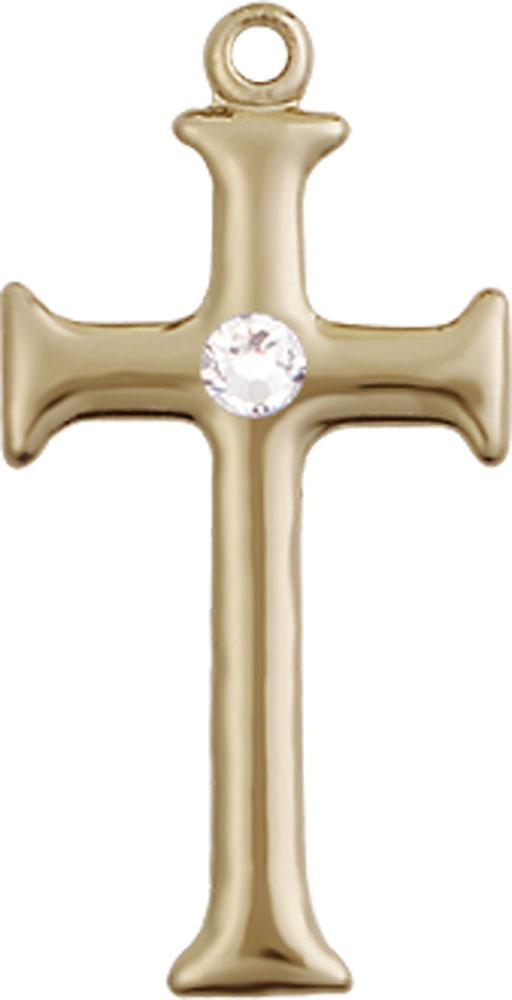 14kt Gold Filled Cross Medal with a 3mm Crystal Swarovski stone