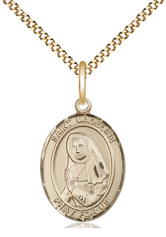 14kt Gold Filled Saint Madeline Sophie Barat Pendant on a 18 inch Gold Plate Light Curb chain