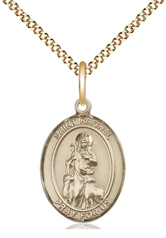 14kt Gold Filled Saint Rachel Pendant on a 18 inch Gold Plate Light Curb chain