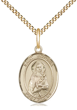 14kt Gold Filled Saint Victoria Pendant on a 18 inch Gold Plate Light Curb chain