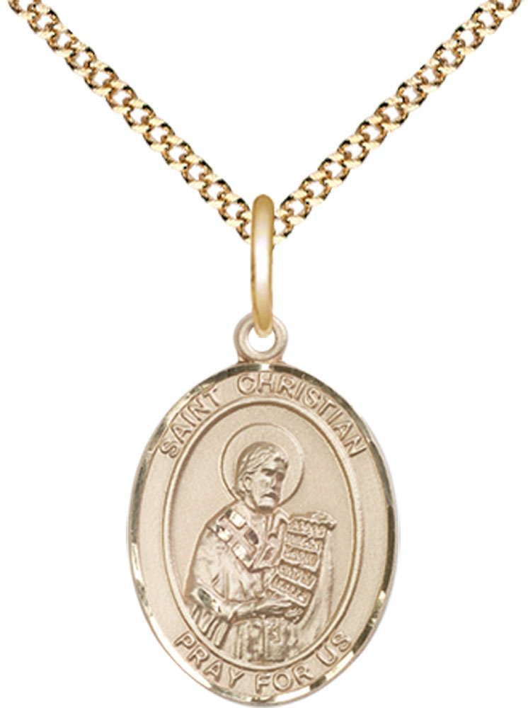 14kt Gold Filled Saint Christian Demosthenes Pendant on a 18 inch Gold Plate Light Curb chain